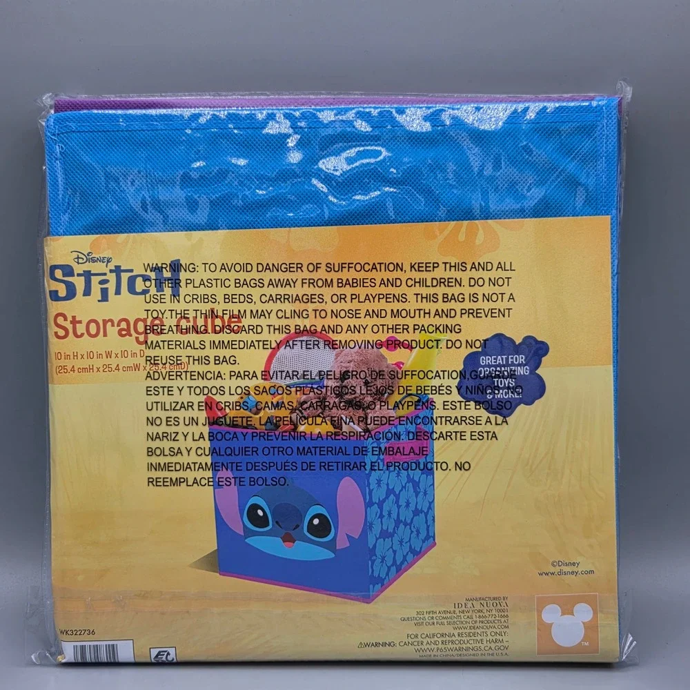 Disney Stitch Storage Cube Blue Purple Collapsible Toy Bin Organizer WK322736